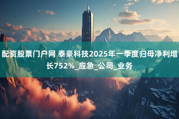 配资股票门户网 泰豪科技2025年一季度归母净利增长752%_应急_公司_业务
